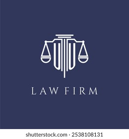 UU initial monogram for lawfirm logo with scales vector image