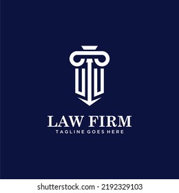 UU initial monogram logo lawfirm with pillar design