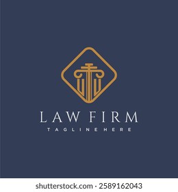 UU initial monogram logo for lawfirm with pillar in creative square design