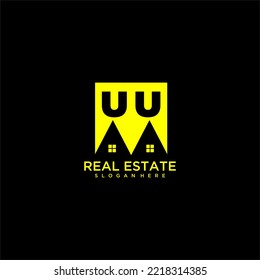 UU initial monogram logo real estate in square style design