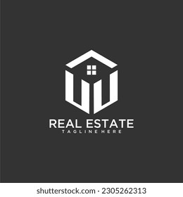 UU initial monogram logo for real estate with polygon shape creative design