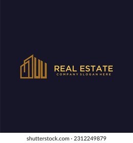 UU initial monogram logo for real estate with building style