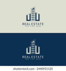 UU initial monogram logo for real estate with home shape creative design.