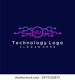 UU initial monogram for technology logo with circle style design