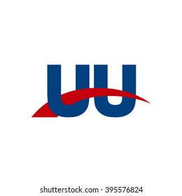UU initial overlapping swoosh letter logo blue red