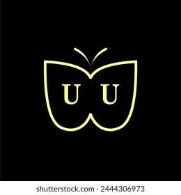 UU Initials Luxury Butterfly logo Vector illustration