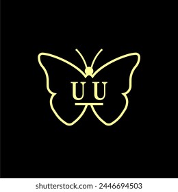 UU Initials Luxury Butterfly logo Vector illustration