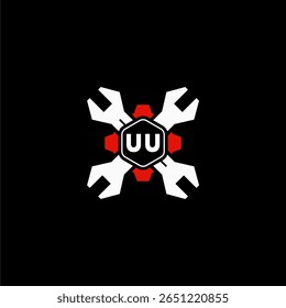 Iniciais UU Vektor Stok Otomotif Logo Design