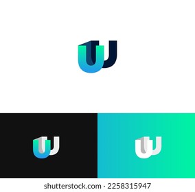 UU letter logo design template elements. Modern abstract digital alphabet letter logo. Vector illustration. Reflection Uu logo.