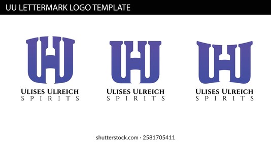 UU letter mark template with wine bottle shape