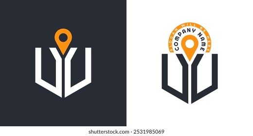 UU Location Logo Bundle. Letter UU Logo Dual Vector Icons for Recruitment and Navigation