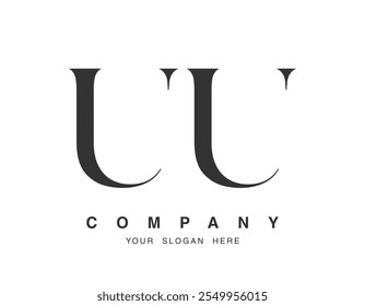 UU logo design. Initial letter u and u serif font style. Creative classic company name typography. Trendy logotype or identity. Vector illustration.