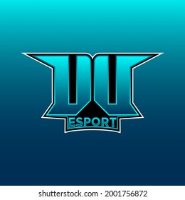 UU Logo ESport Gaming Initial with Blue Light Color design vector template