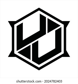 UU Logo monogram with hexagon and sharp shape design template