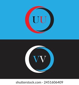 UU logo. V V design. White U U letter. VV, UU letter logo design. Initial letter VV linked circle uppercase monogram logo.