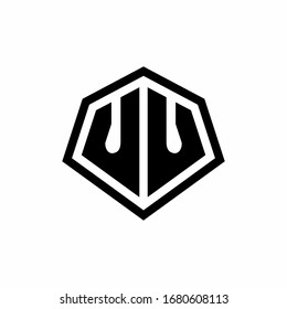 UU monogram logo with hexagon shape and line rounded style design template isolated on white background