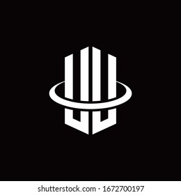 UU monogram logo in a hexagon style and surrounded by a ring