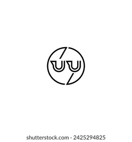 UU simple outline concept logo and circle of initial design black and white background