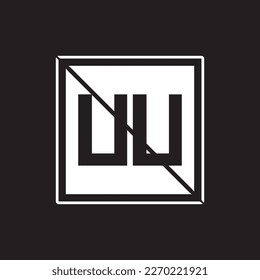 UU Square Letter Logo Design Vector with Black and White Colors.