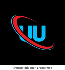 UU U U letter logo design. Initial letter UU linked circle uppercase monogram logo red and blue. UU logo, U U design. uu