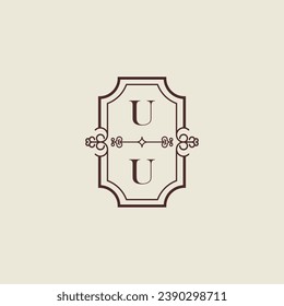 UU vintage wedding initial logo in high quality professional design that will print well across any print media