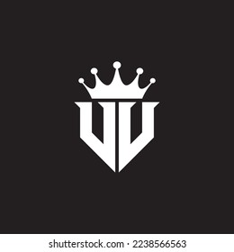 UU or VV logo monogram symbol shield with crown shape design vector