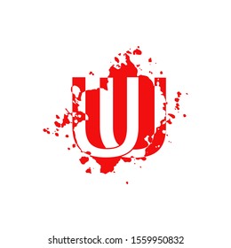 UU, W Letter Splatter logo.  Abstract Design concept blood splash  with hidden letter double U, W logo icon for initial, company identity and more brands.