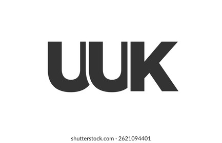 UUK logo design template with strong and modern bold text. Initial based vector logotype featuring simple and minimal typography. Trendy company identity ideal for businesses brand presence.
