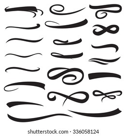 Uunderline Stroke Set Vector. Lettering Art Lines. Visual Content Stroke Isolated On White Illustration