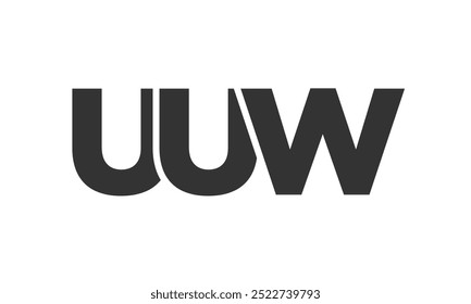 UUW logo design template with strong and modern bold text. Initial based vector logotype featuring simple and minimal typography. Trendy company identity ideal for businesses brand presence.
