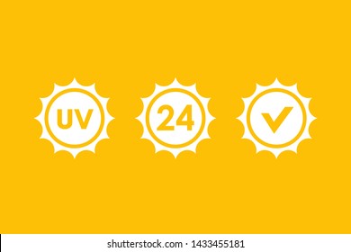 UV, 24 Hours Sun Protection Vector Icons