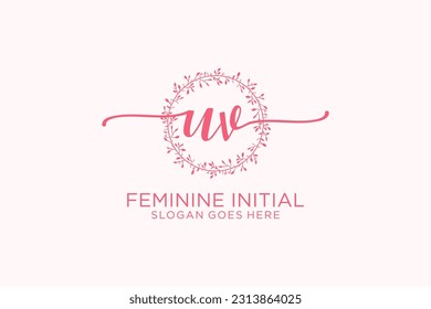 Monograma de belleza UV y elegante logo de diseño para escritura a mano de marca inicial, boda, moda, floral y botánica con plantilla creativa.