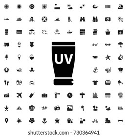 Uv cream icon. vector isolated icon for web and mobile on white background.. set of filled summer icons.