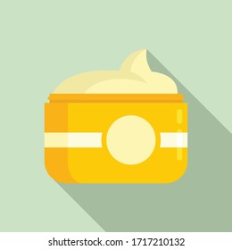 Uv cream jar icon. Flat illustration of uv cream jar vector icon for web design
