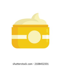 Uv cream jar icon. Flat illustration of uv cream jar vector icon isolated on white background