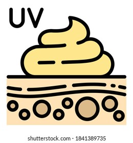 Uv cream on skin icon. Outline uv cream on skin vector icon for web design isolated on white background