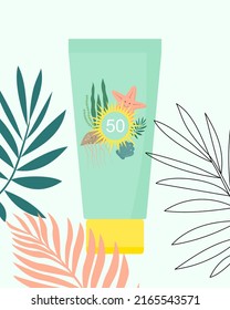 Uv cream. Sunscreen template. Concept for advertising. Vector illustration