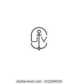 UV creative letter logo design in anchor concept with high quality professional design that will print well across any print media