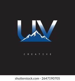 UV Creative Mountain Logo Bold Gradient Letter mark Branding Design for Business Outdoor Brands