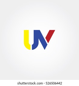 UV flat initial letter logo combining yellow, blue and red