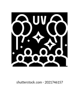 uv glow kids party glyph icon vector. uv glow kids party sign. isolated contour symbol black illustration