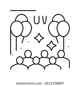 uv glow kids party line icon vector. uv glow kids party sign. isolated contour symbol black illustration