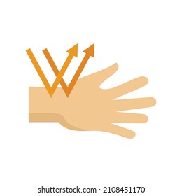 Icono de protección de mano Uv. Ilustración plana del icono vectorial de protección uv aislado en fondo blanco