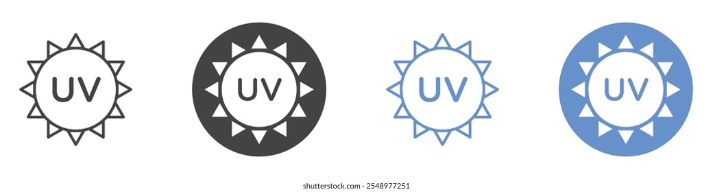 UV icon flat line symbol set.