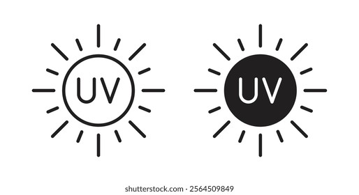 UV icons in flat and line style set.