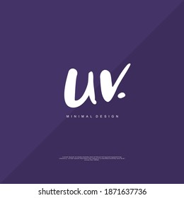 UV Initial handwriting or handwritten logo for identity. Logo with signature and hand drawn style.