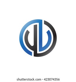 UV initial letters looping linked circle logo blue black