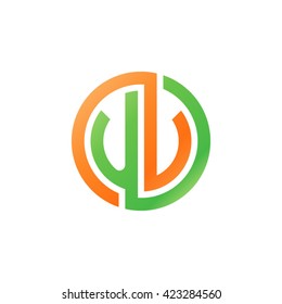 UV initial letters looping linked circle logo orange green