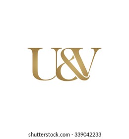U&V Initial logo. Ampersand monogram golden logo