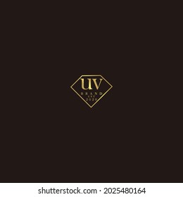 UV Logo inicial diamante de lujo ilustración de boda